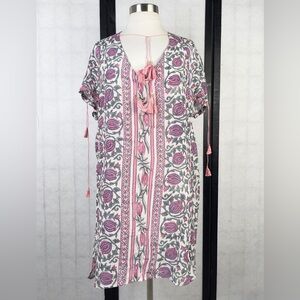 Bell women's floral-patterned dress with pink tassels.